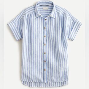 NEW J.Crew Relaxed-fit short-sleeve Baird McNutt Irish linen shirt in stripe